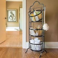 3 Tier Storage Basket Floor Stand Fruit Bathroom Kitchen Vegetables Laundry Toys Guest Basket Tiered Basket Stand Floor Baskets