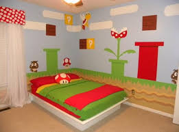 Bright Red Green And Fun Kid Bedroom Design Idea With Mario Bros Theme Furnikidz Com Best Children Furnitu Mario Room Cool Kids Bedrooms Kids Room Design