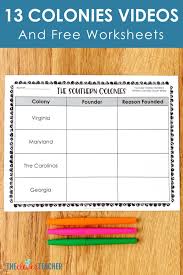 13 Colonies Videos For Students With Free Worksheets Homeschool Social Studies Social Studies Social Studies Elementary