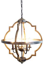 Farmhouse Antique Distressed Wood 4 Light Chandeliers Mediterranean Chandeliers By Flint Garden Inc