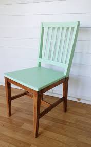 I M Copying This Idea For Junk Bonanza Diy Two Tone Mint Chair Hirshfields Junkbonanza Mobelverschonerung Stuhl Neu Gestalten Diy Mobel Streichen