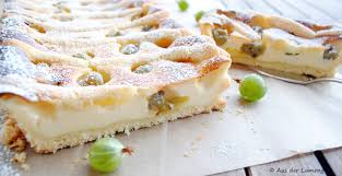 Ein tiefes backblech oder eine fettpfanne mit etwas butter einfetten. Stachelbeer Rahm Tarte Aus Der Lameng