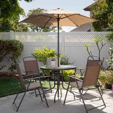 Shop the best patio dining sets for every taste. Barton 6 Piece Outdoor Patio Garden Dining Set With Table Umbrella And 4 Foldable Chairs Beige Brown Walmart Com Walmart Com