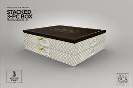 Stacked 3pc Box Mock Up Silver Foil Printing Candy Packaging Box Mockup