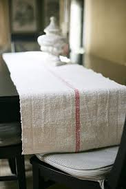 Red Grain Sack Table Runner Deliciously Nubby Red White Decor Grain Sack Vintage Linens