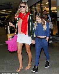 Seven months after appearing on the. Heidi Klum Jets In To Lax With Mini Me Daughter Leni 12 Heidi Klum Style Heidi Klum Red Leather Dress