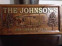 Maybe you would like to learn more about one of these? Wood Carved Camper Sign 7 Pattern Choices Personalized Signs Camping Sign Outdoor Sign Aj Wood Products Custom Carved Signs More