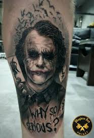 These tattoos really do look awesome and a great way to celebrate an iconic movie character. High Quality Portrait Of Heath Ledger S Mayhem Ink Tattoo Studio Phuket Facebook