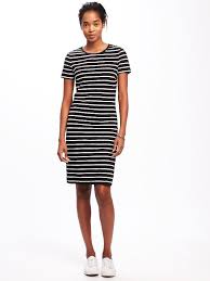 Old Navy Fitted Crew Neck T Shirt Dress Navy Bodycon Dress Dress For Petite Women Stripped Dress