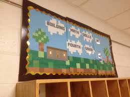 Minecraft Bulletin Board I Just Really Liked The Pixelated Look Minecraft Classroom Classroom Decorations Minecraft Theme
