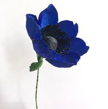 Single Blue Anemone Paper Flower Stem Paper Flowers Paper Flower Art Paper Flower Wreaths
