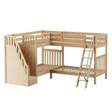 Bedtime is only one climb away. Solid Wood Corner Bunk Bed W Ladder And Staircase L Modular Design Slatted 71 H Twin