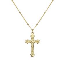 Solid cross necklace set in 14k yellow, white or rose gold. Gold Jesus Cross Pendant Necklace With Chain Jewelryeva