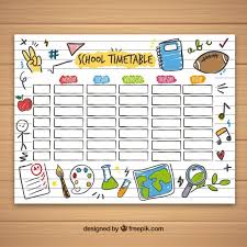 School Timetable Template With Hand Drawn School Objects School Timetable Timetable Template School Diy