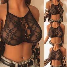 Sexy Women See Through Lace-Bra Top Sheer Mesh Bralet Crop Top Blouse Tee  Tops | eBay
