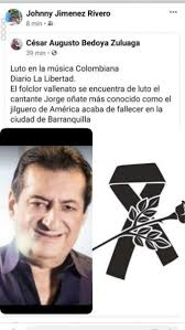 El vallenato se había metido fuerte y esas canciones iban penetrando hondo en el gusto musical del colombiano, experto en adoptar música extranjera, como lo hizo con la salsa que. Es Falsa La Noticia Sobre Muerte De Jorge Onate Vallenato Noticias Videos Letras Blogvallenato Com