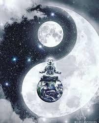 Gray and brown yin and yang, yin and yang, digital art. Yin Yang Moon In 2021 Space Art Yin Yang Art Astronaut Art
