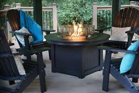 These rustic chairs look perfect beside a fire. Donoma Black Poly Fire Pit Along With A Set Of Black Folding Adirondack Chairs Bring Fresh New Look To A Backyard Fire Pit Furniture Fire Pit Fire Pit Chairs