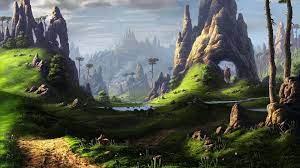 1920x1080 anime blue sky wallpaper sfondi immagini. Fantasy Landscape 1920x1080 Wallpaper Teahub Io