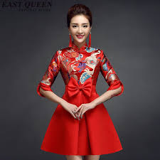 Click To Buy Chinese Traditional Dress Red Modern Chinese Dress Qipao Women Cheongsam Chinese Style Chinese Orie Western Dresses Red Dress Oriental Dress
