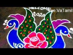 New Year Peacock Flower Rangoli Kolam Rangoli Design Pongal Kol Margazhi Kolam Sankranthi Muggullu In 2020 Rangoli Designs Rangoli Designs Images Rangoli With Dots