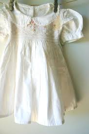 Vintage White Cotton Girls Farm Dress Smocked Baby Dresses Girls Smocked Dresses Farm Dress