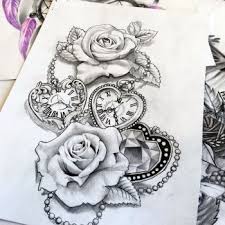 Pin By Alexandra Saluskin On Time Designs Tattoos For Women Half Sleeve Tattoos For Daughters Clock And Rose Tattoo