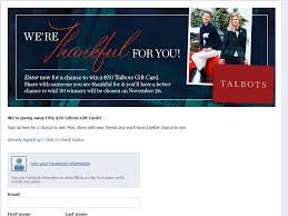 Not redeemable for cash except as required by law. Talbots We Re Thankful For You Sweepstakes