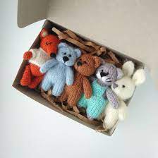 Set 5 Piece Newborn Photo Prop Red Fox Teddy Bear Bunny Cat Toys Miniature Stuffed Animals Prop Wool Angora Toys Prop Am Newborn Photo Props Baby Rugs Handmade