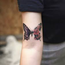 Half Realistic Half Floral Tattoo Of A Butterfly Inked On The Upper Right Inner Arm Butterfly Tattoos On Arm Realistic Butterfly Tattoo Butterfly Tattoo