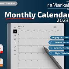 Remarkable 2 Calendar Templates