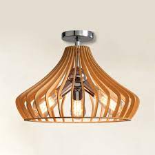 Whether you're looking to buy. Antique Style Wood Ceiling Light With Shade 3 Lights Flush Mount Ceiling Fixture For Dining Room Beautifulhalo Com