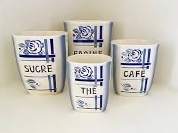 Digoin Sarreguemines Pots Epices Farine Sucre Cafe The France Coffee Bar Glassware Beautiful Kitchens