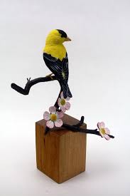 Goldfinch Bird Wood Carving Hand Carved Bird Bird Sculpture Wildlife Art Bird Carving Bird Figurine Woodcarving By Mike Berlin Bird Sculpture Bird Carving Carved Wooden Birds