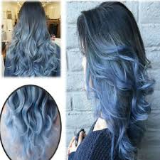 Blue hair does not naturally occur in human hair pigmentation, although the hair of some animals (such as dog coats) is described as blue. Ladies Ombre Wig Grey Black Blue Long Wavy Synthetic Wigs For Beauty Women S Usa 4894376416895 Ebay
