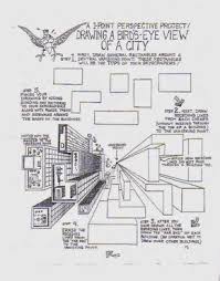 Perspective Birds Eye View Drawing Of Buildings Birds Eye View Worksheet Art Lessons Middle School High School Art Lessons Art Worksheets