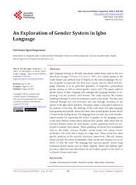 Although many christian parents choose igbo names for girls that include the name of god (chukwu or chi), they still tend to hint at the circumstances surrounding the newborn's conception and birth. Pdf An Exploration Of Gender System In Igbo Language