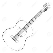 Black Outline Vector Guitar On White Background Royalty Free Guitar Outline Outline Art Guitar