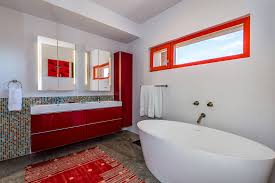 There are seemingly endless choices available for bathroom sinks and vanity cabinets. 75 Beautiful Bathroom With Red Cabinets Pictures Ideas January 2021 Houzz