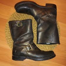 Black And Gold Motorcycle Boots Frye Coach Shoes Frye Coach Veronica Moto Boots Color Black Gold Size 8 Boots Leather Moto Boots Moto Boots