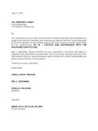 The researcher personally addressing the organization under study for the organization. Letter Of Permission To The Barangay Captain