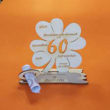 Alles gute zum geburtstag karte. Personalisiertes Geldgeschenk Zum 60 Geburtstag Kleeblatt Naturholz