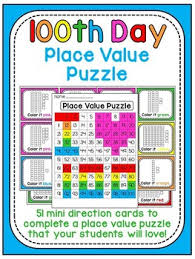 100th day of school math center place value 100 chart puzzle