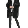 Dkny donna karan black ruffle wool cashmere long single breasted coat size 2 xs. 1