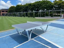 This concrete led ping pong table has a steel base i welded from 1.25 steel tube, and is located in joshua tree, at ben uyeda's. Table Tennis Moodie Outdoor Products