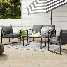 Mainstays Westwood Park Conversation Set 4 Piece Gray Cushions Walmart Com Mainstays Patio Furniture Patio Furniture Collection Furniture