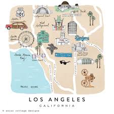 Everything You Need To Know About Los Angeles In One Simple Map Swiss Cottage Designs Los Ange California Travel Road Trips California Travel Illustrated Map