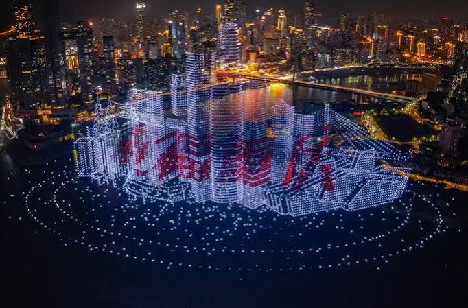 Spectacular light show featuring 11,000 drones creates record-breaking image in the sky | Guinness World Records