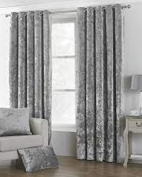 Verona Crushed Velvet Ready Made Lined Eyelet Curtains Silver Velvet Curtains Curtains Ready Made Eyelet Curtains