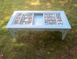 Coffee Table Painted Maple Wood With A Shell Collection And Etsy Painted Coffee Tables Custom Coffee Table Coffee Table
